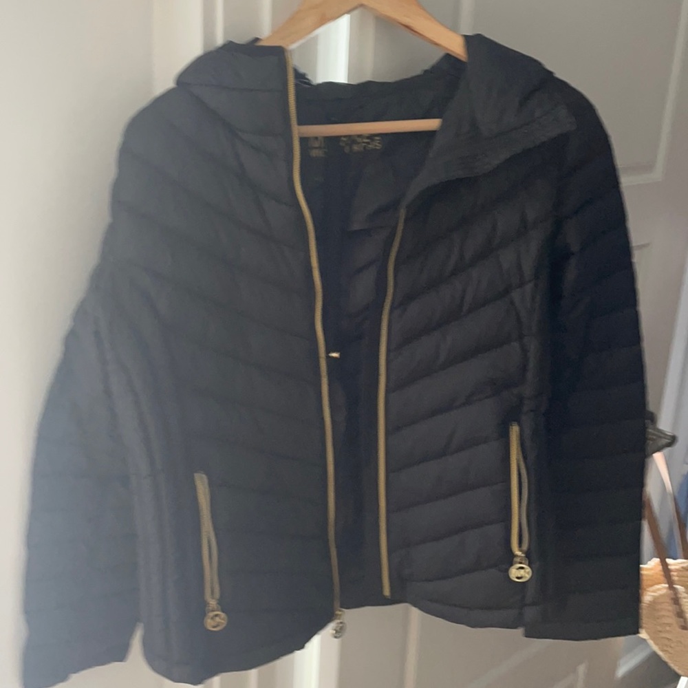 Michael Kors black puffer jacket with hood size small